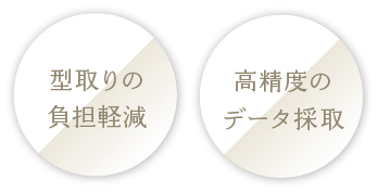 型取りの負担軽減、高精度のデータ採取